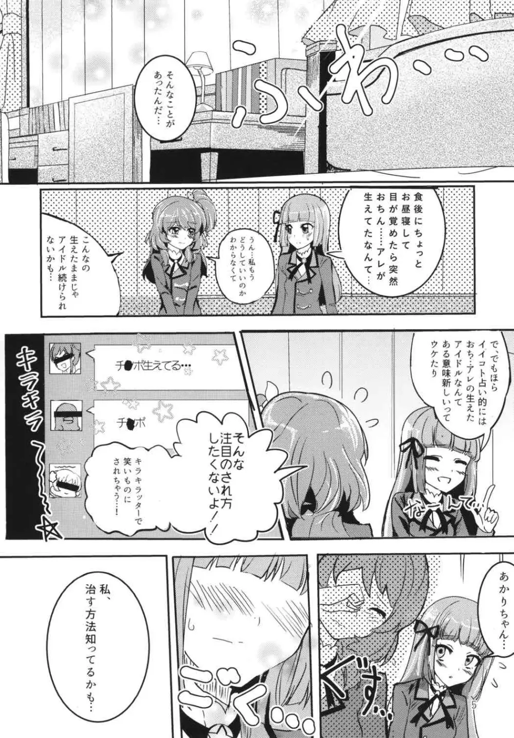 (ABnormal Comic Day!) [うごくな薬局θ (ababari)] ふた(な)りあそび (アイカツ!) 4ページ