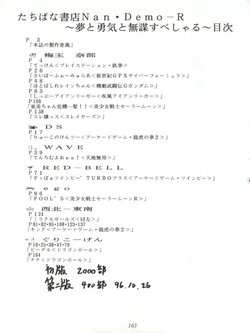 たちばな書店Nan・Demo-R~愛と勇気と夢と無謀の再録本 163ページ