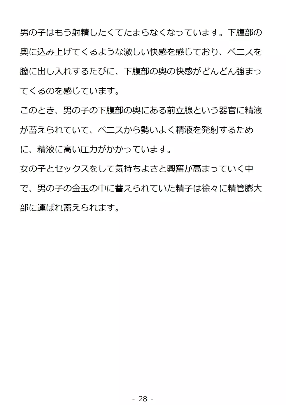 思春期の男の子のための性教育・同級生の女の子とセックスをして赤ちゃんを作るおはなし 28ページ