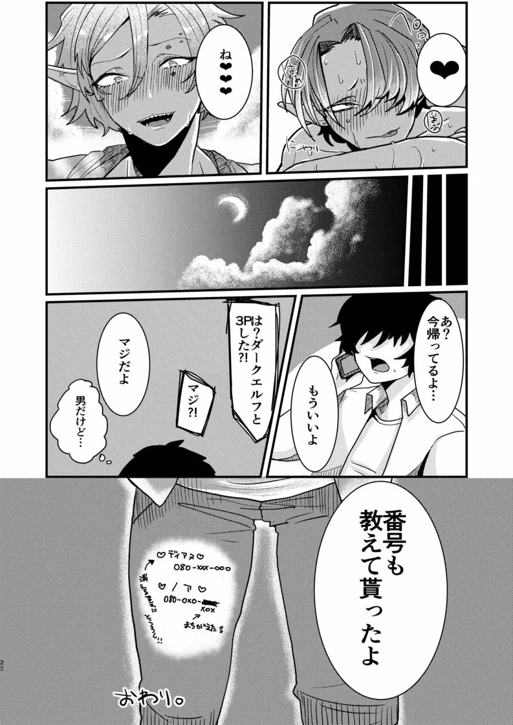 ダークエルフギャル男と夏海3p脱童貞 22ページ