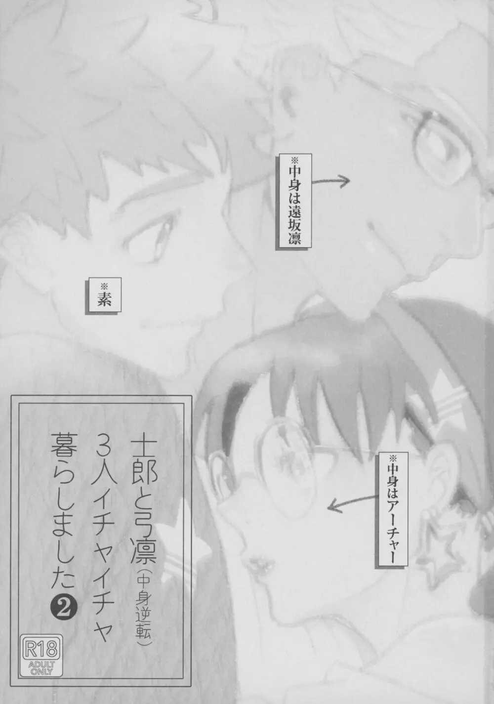 (第23次ROOT4to5) [阿仁谷組 (アニヤユイジ)] 士郎と弓凛(中身逆転)3人イチャイチャ暮らしました 2 (Fate/stay night) 2ページ