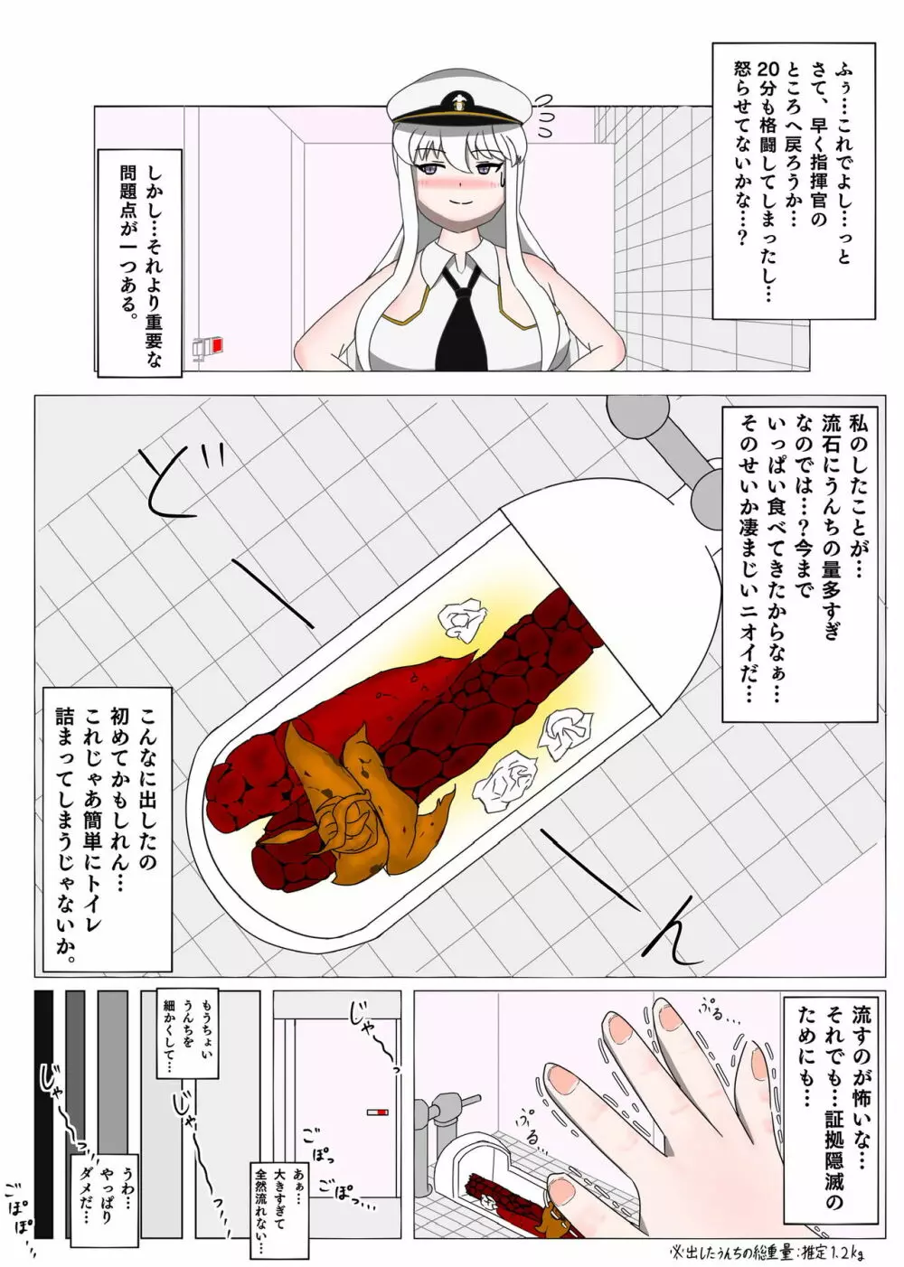 アズレンのエンタープライズが和式トイレで3日分のうんちを出す漫画 14ページ