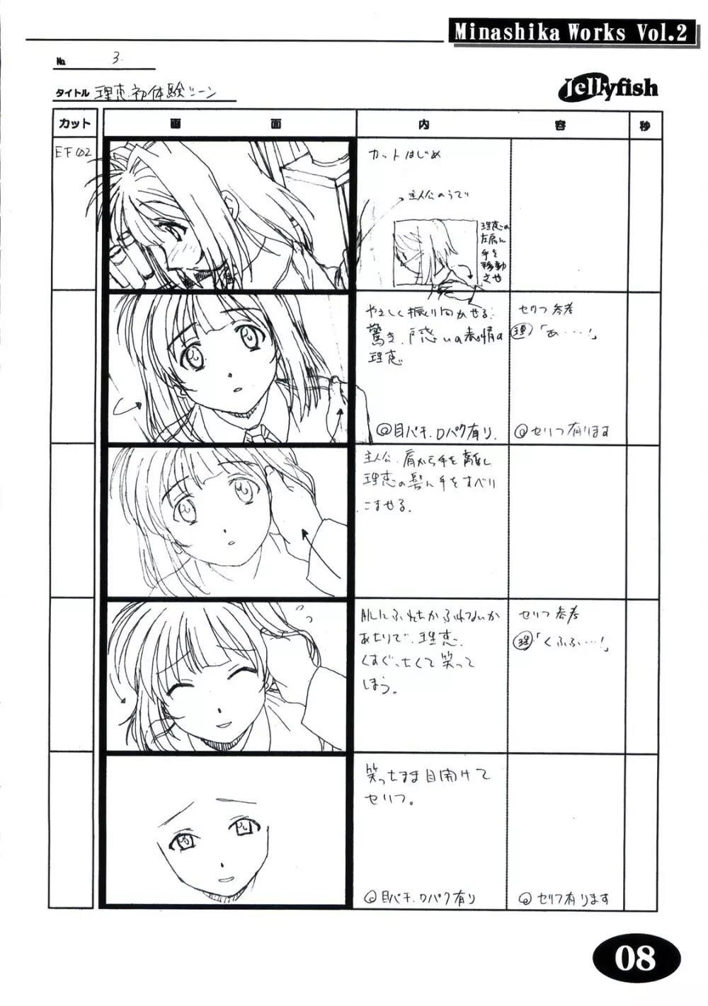 Minasika Works Vol.2 「LOVERS ～恋に落ちたら…～」絵コンテ集 7ページ