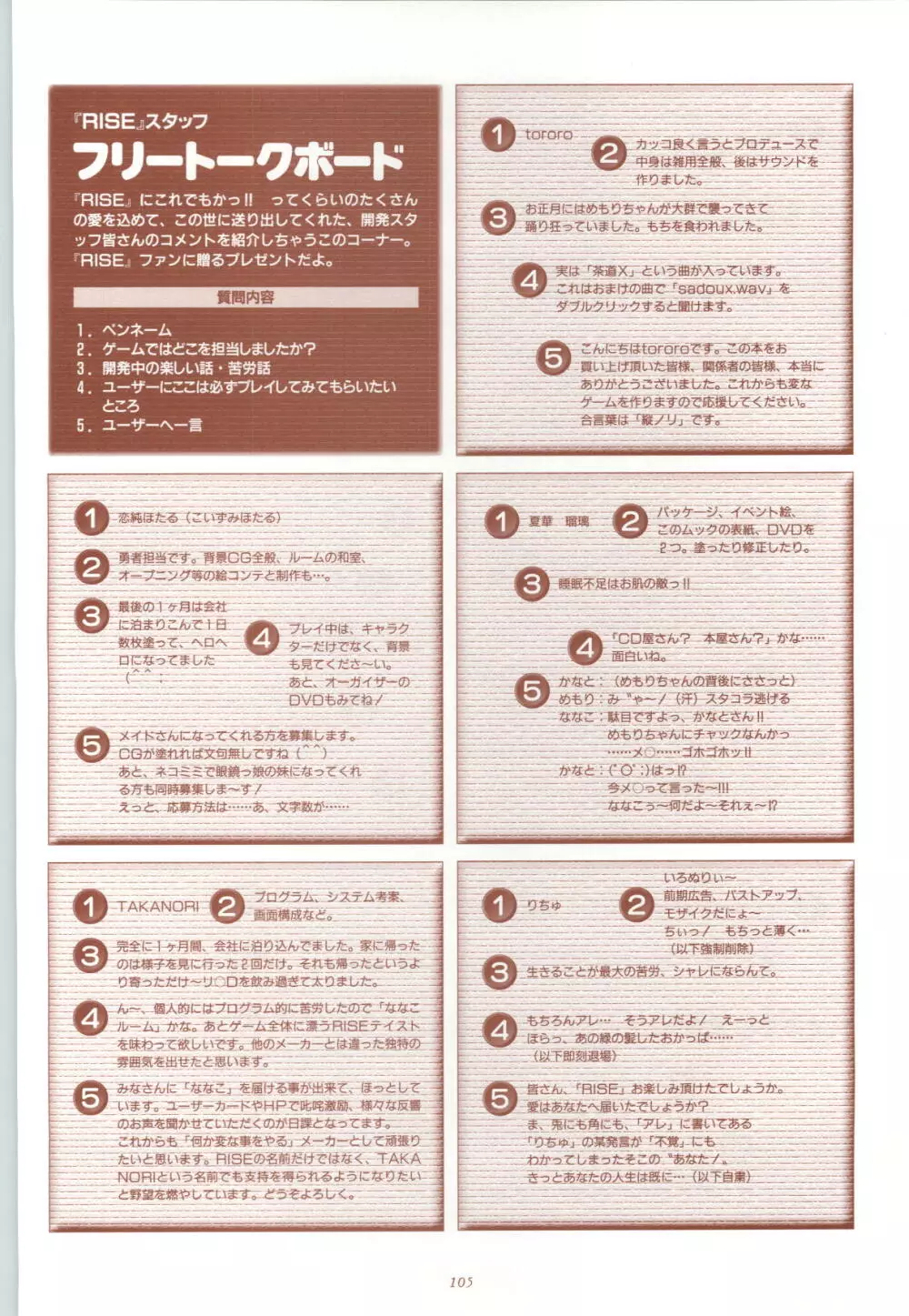 RISE ～ライズ～ 攻略&設定資料集 106ページ